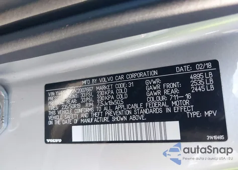 2019 Volvo Xc40 T5 Momentum/T5 R-Design from USA, damaged, VIN YV4162XZ2K2007667